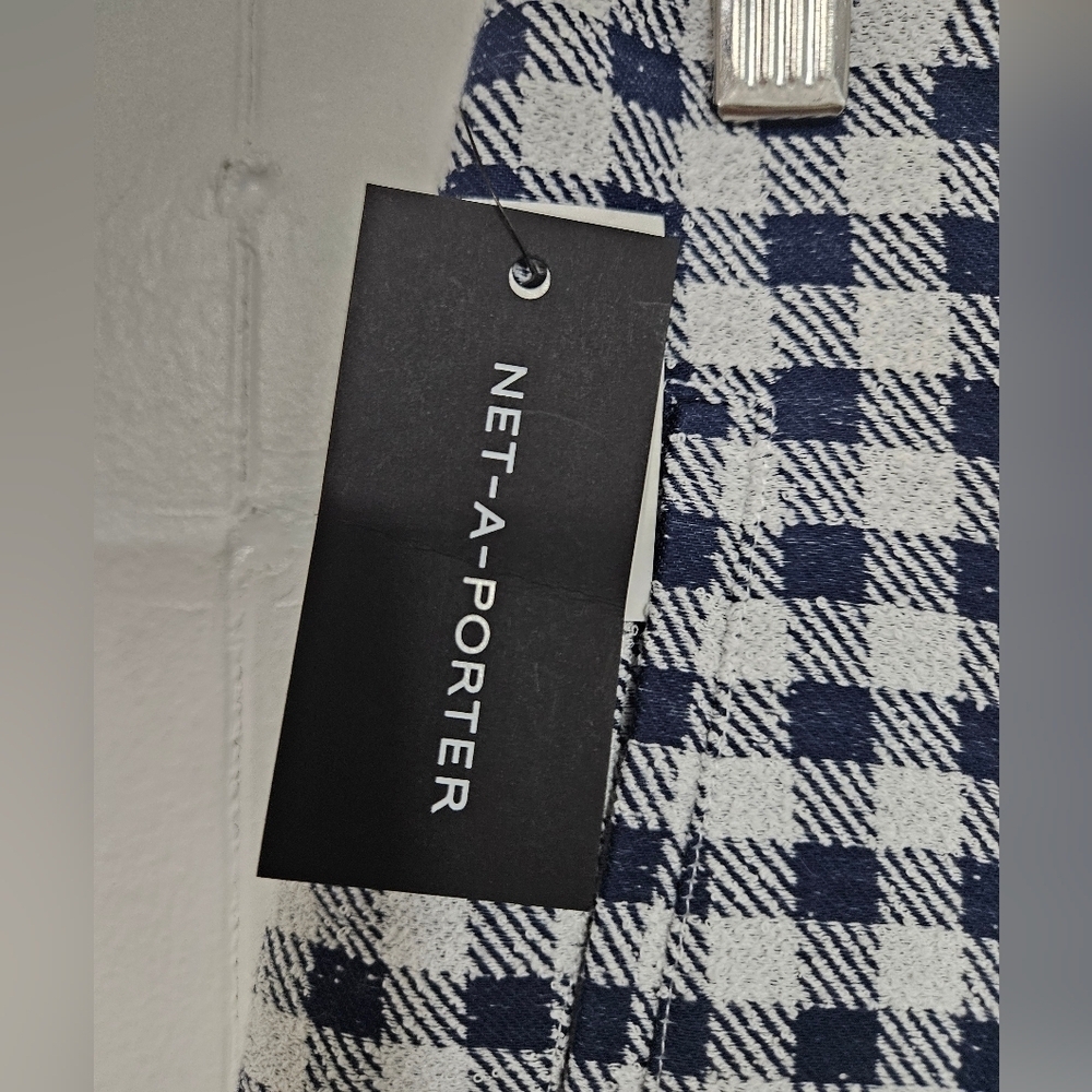 NWT LISA MARIE FERNANDEZ Cropped Gingham Cotton-blend Bouclé Straight-leg Pants - Picture 6 of 11